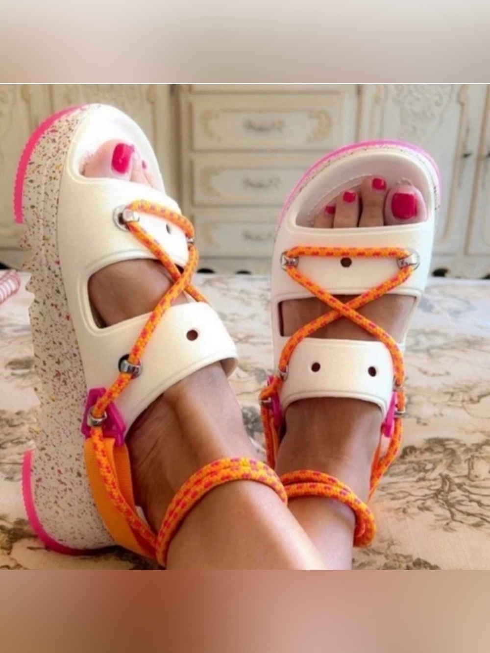 Crocs Hiker Xscape Festival Platform Sandals White